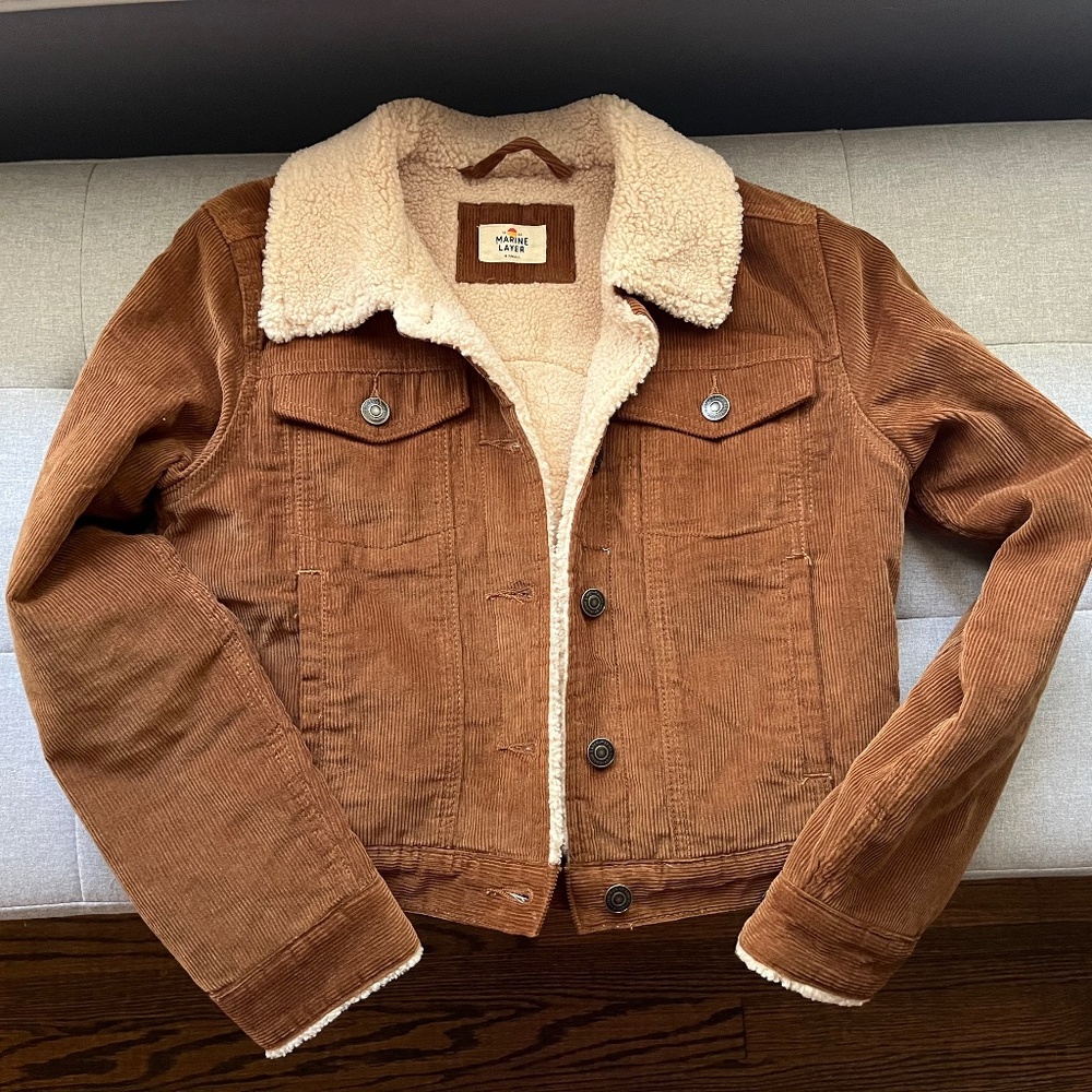 Marine Layer brown Sherpa-lined corduroy jacket size XS